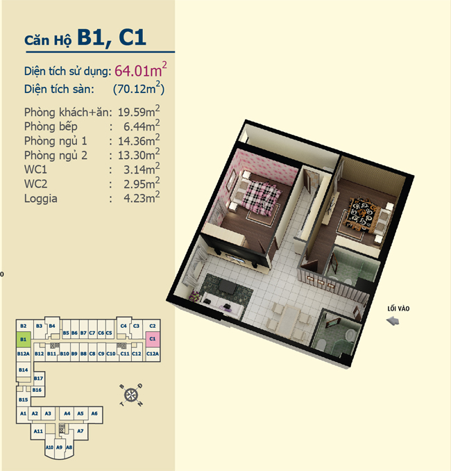 Thiết kế căn hộ B1, C1