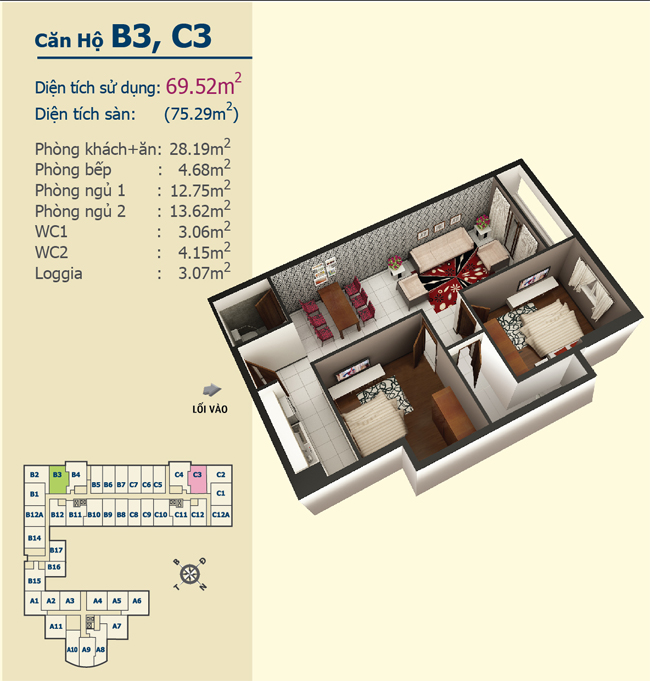 Thiết kế căn hộ B3, C3