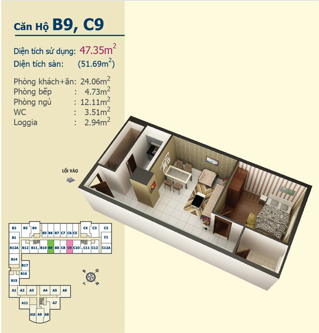 Thiết kế căn hộ B9, C9