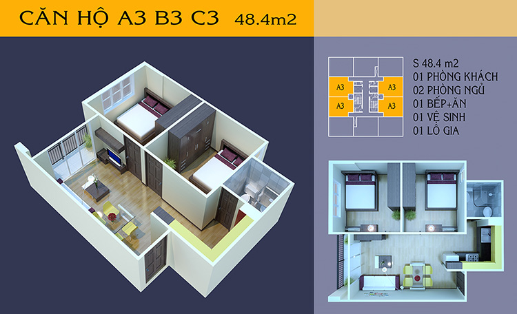 Thiết kế căn hộ A3-B3-C3