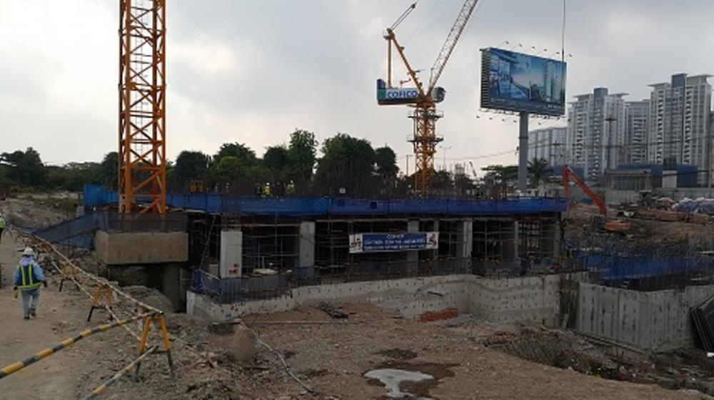 Dự án đang thi công đến tầng trệt khối A