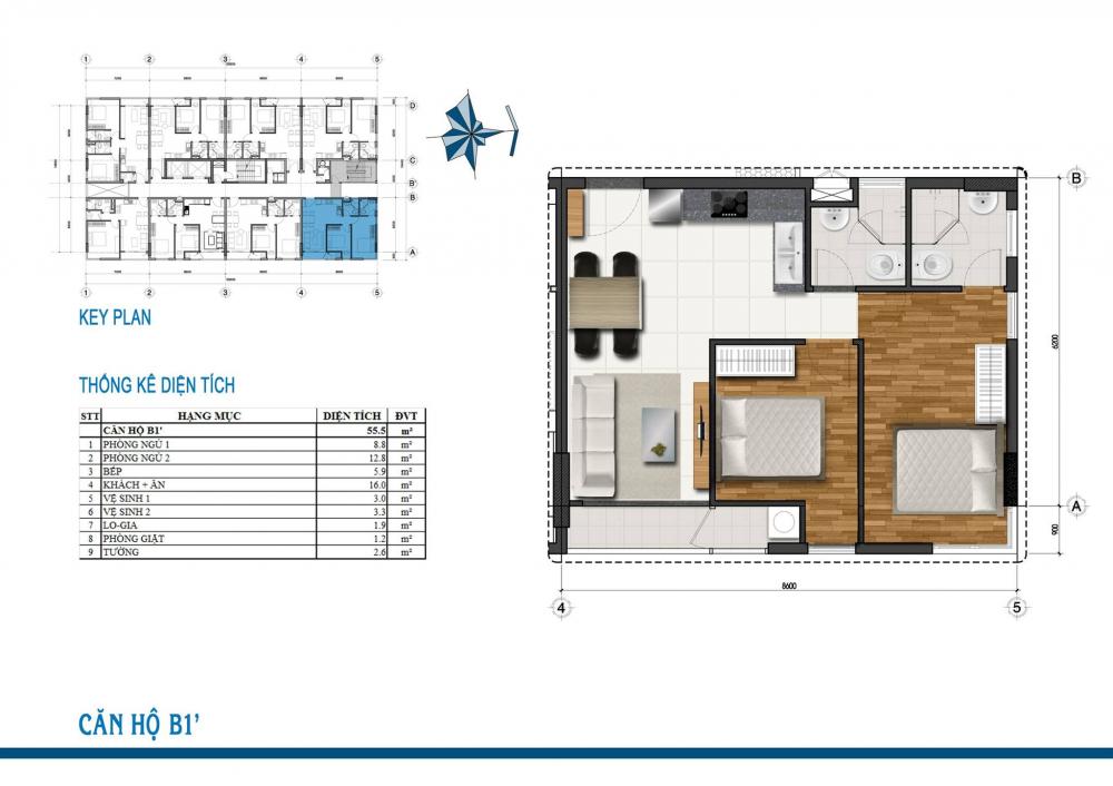Thiết kế căn hộ B1'