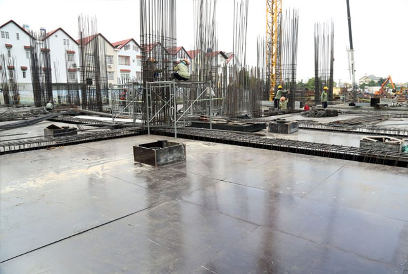 Dự án đang thi công cốp pha sàn tầng 1 – block Southern