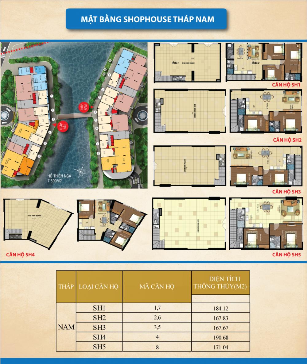 Thiết kế căn hộ shophouse tháp Nam