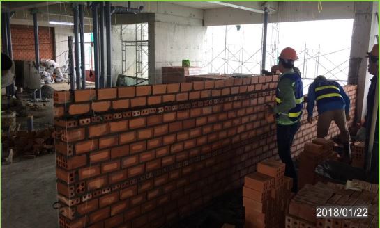 Xây tường tầng 19 tháp B