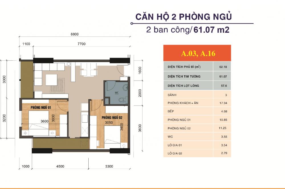 Thiết kế căn hộ A03, A16