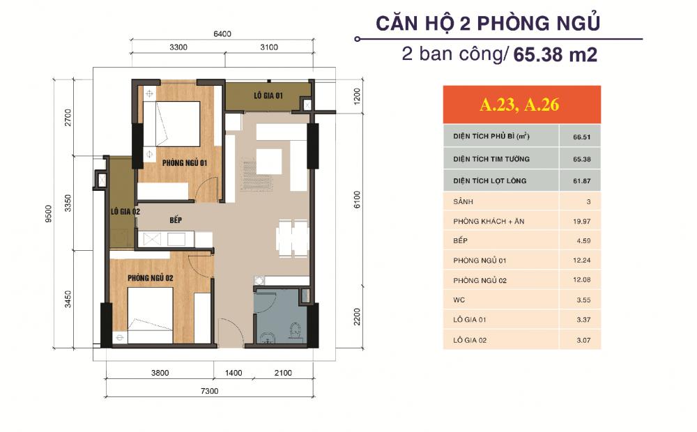 Thiết kế căn hộ A23, A26
