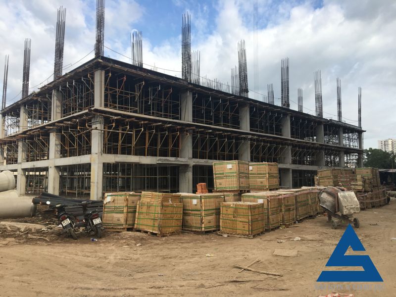 Block C1 đang thi công đổ sàn tầng 3