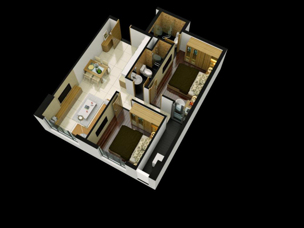 Thiết kế căn hộ 57.36m2