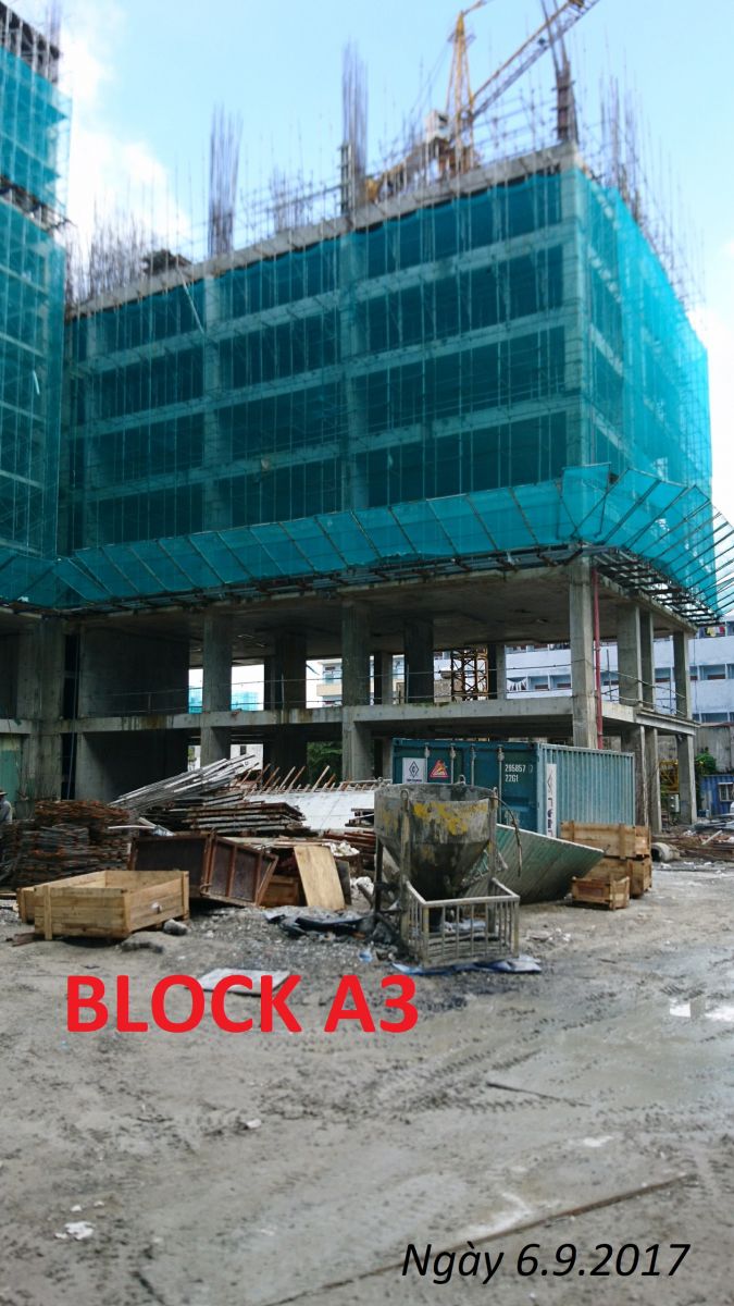Block A3 đã xây xong sàn tầng 8 chuẩn bị lên sàn tầng 9