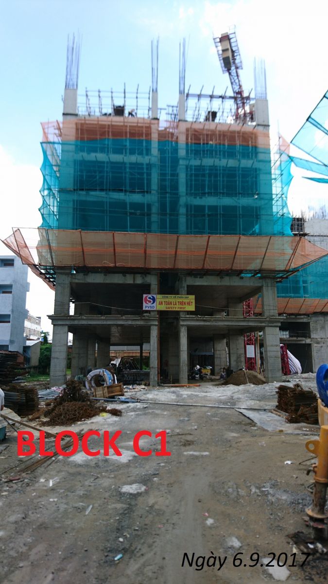 Block C1 đang dựng cột vách lên sàn tầng 8