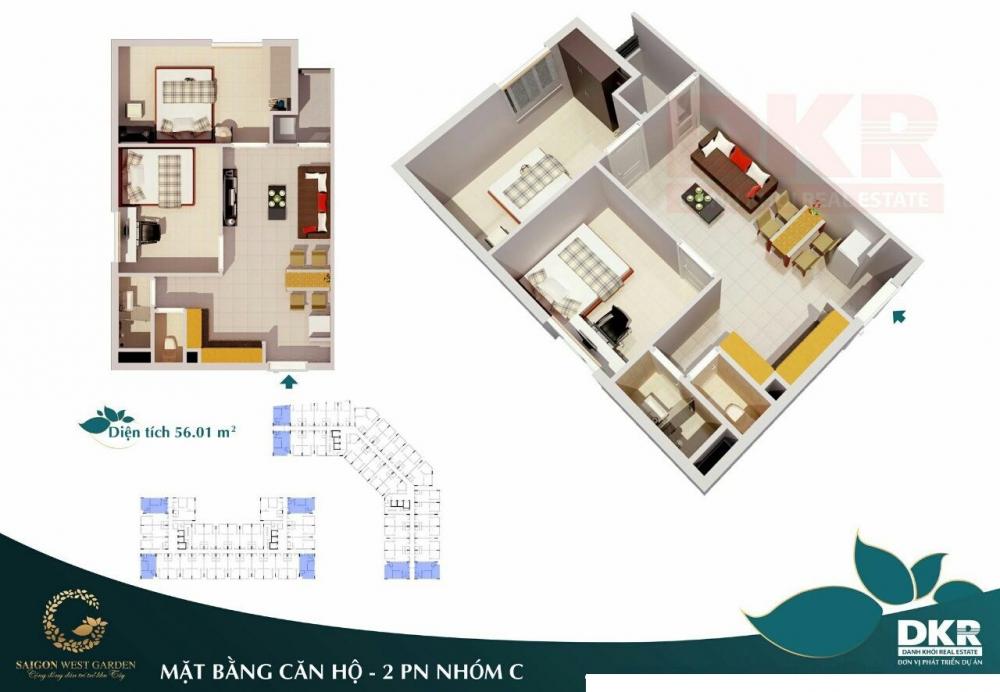 Căn hộ nhóm C, 2 PN