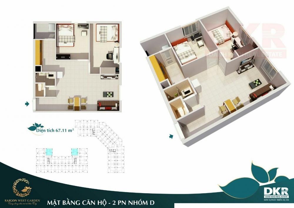 Căn hộ nhóm D, 2 PN