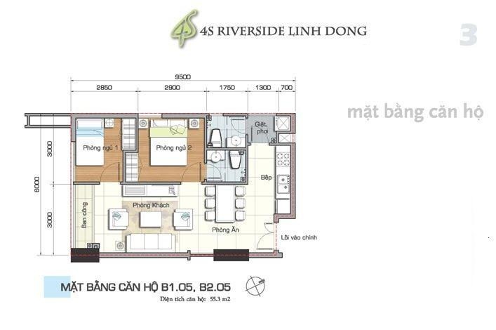 Thiết kế căn hộ B1.05, B2.05