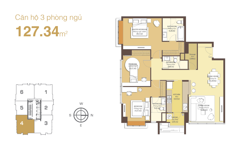 Thiết kế căn hộ 127.34 m2