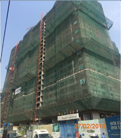 Dự án đang xây tường căn hộ tầng 22