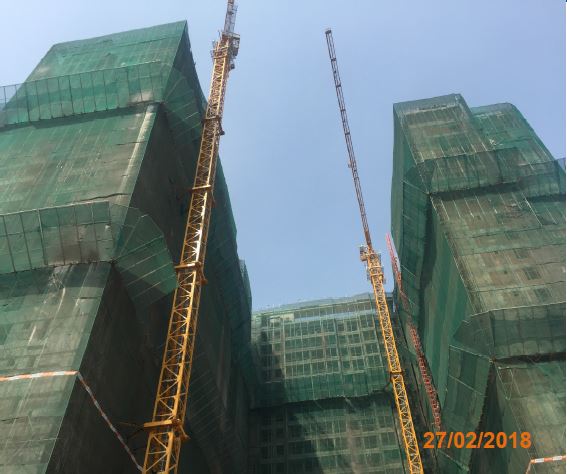 Dự án đang xây tường căn hộ tầng 22