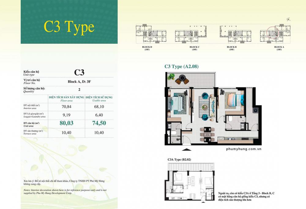 Thiết kế căn hộ loại C3 ( A2.08, D2.05)