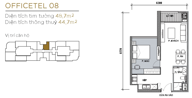Thiết kế căn officetel 08