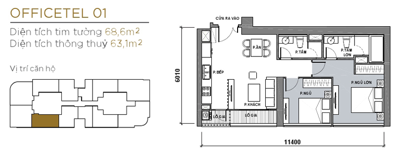 Thiết kế căn officetel 01