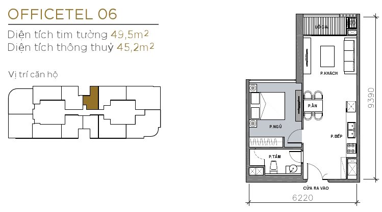 Thiết kế căn officetel 06