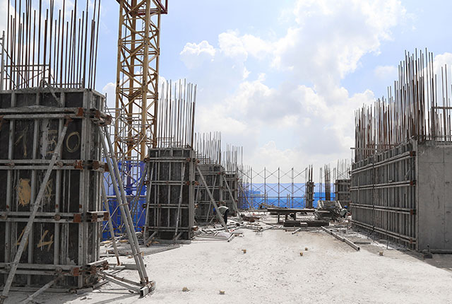 Dự án đang thi công cốp pha, cốt thép sàn tầng 9 block A