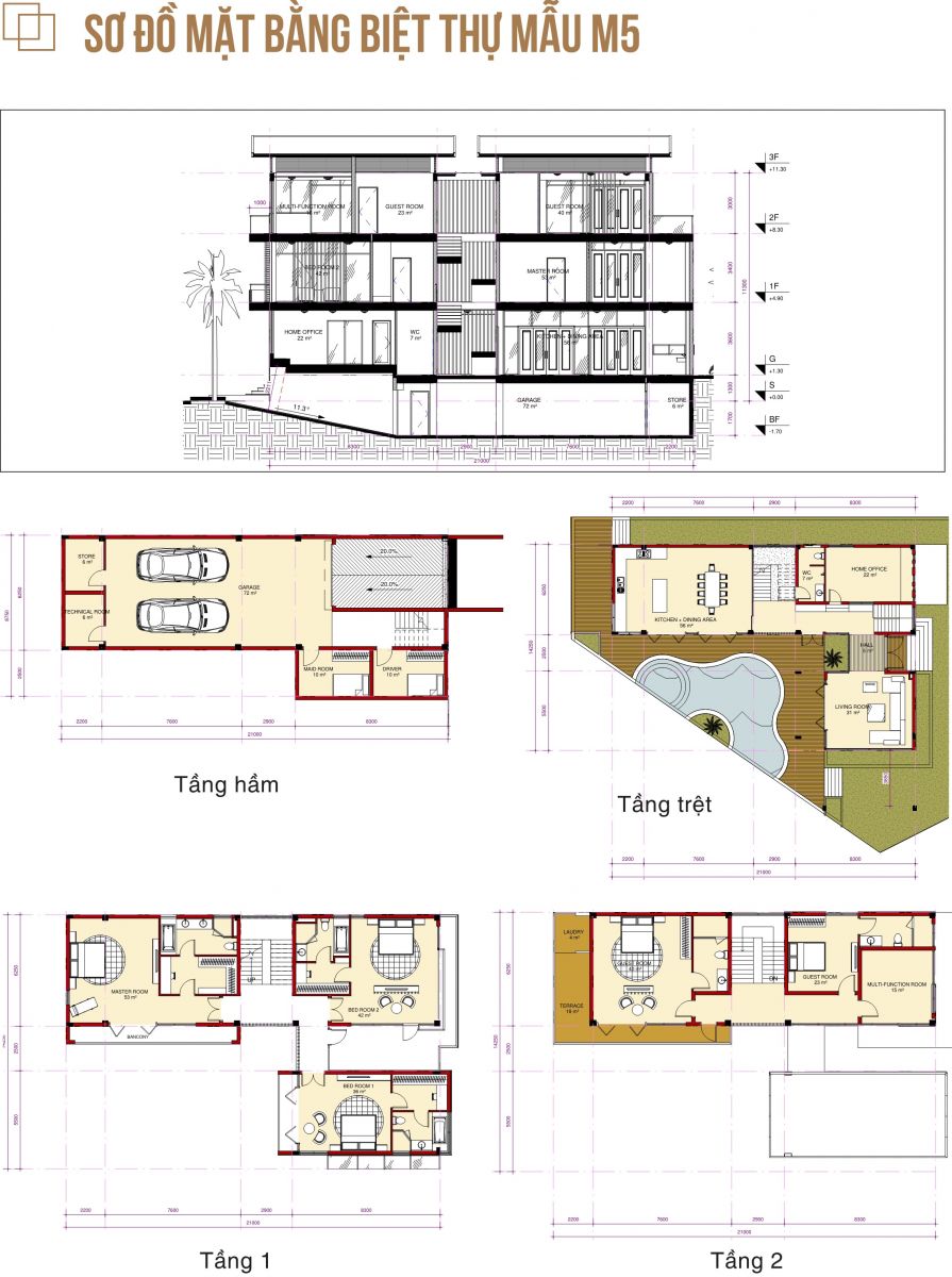 Thiết kế biệt thự mẫu M5 (lô C13)